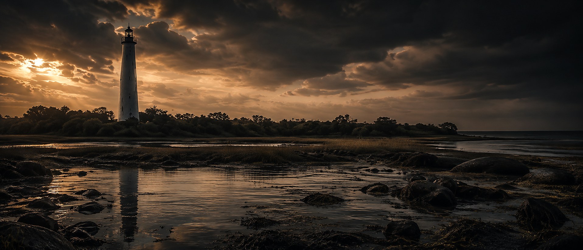 Ocracoke's shoreline at dusk
