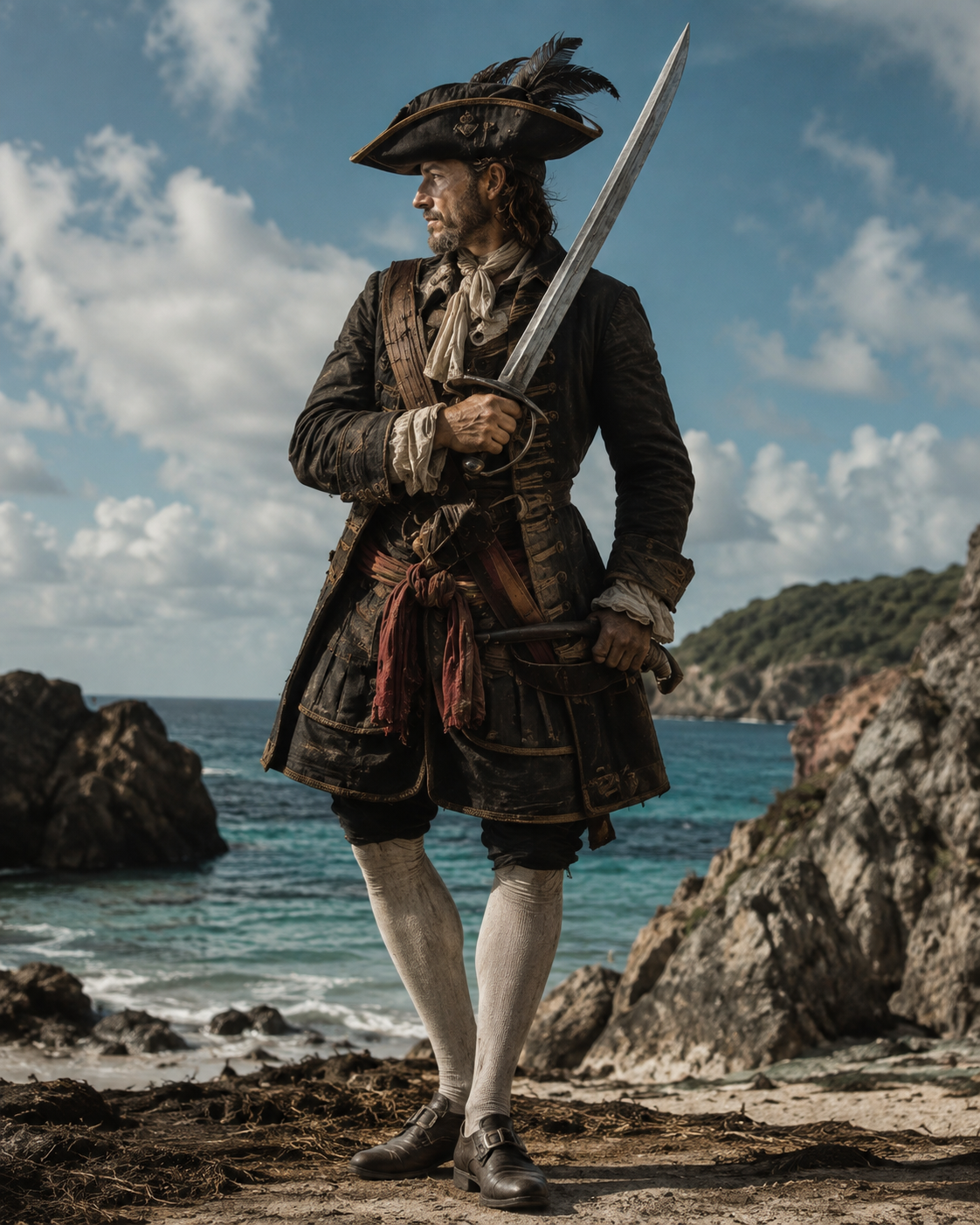 Modern artistic interpretation of John Rackam based on the traditional engraving