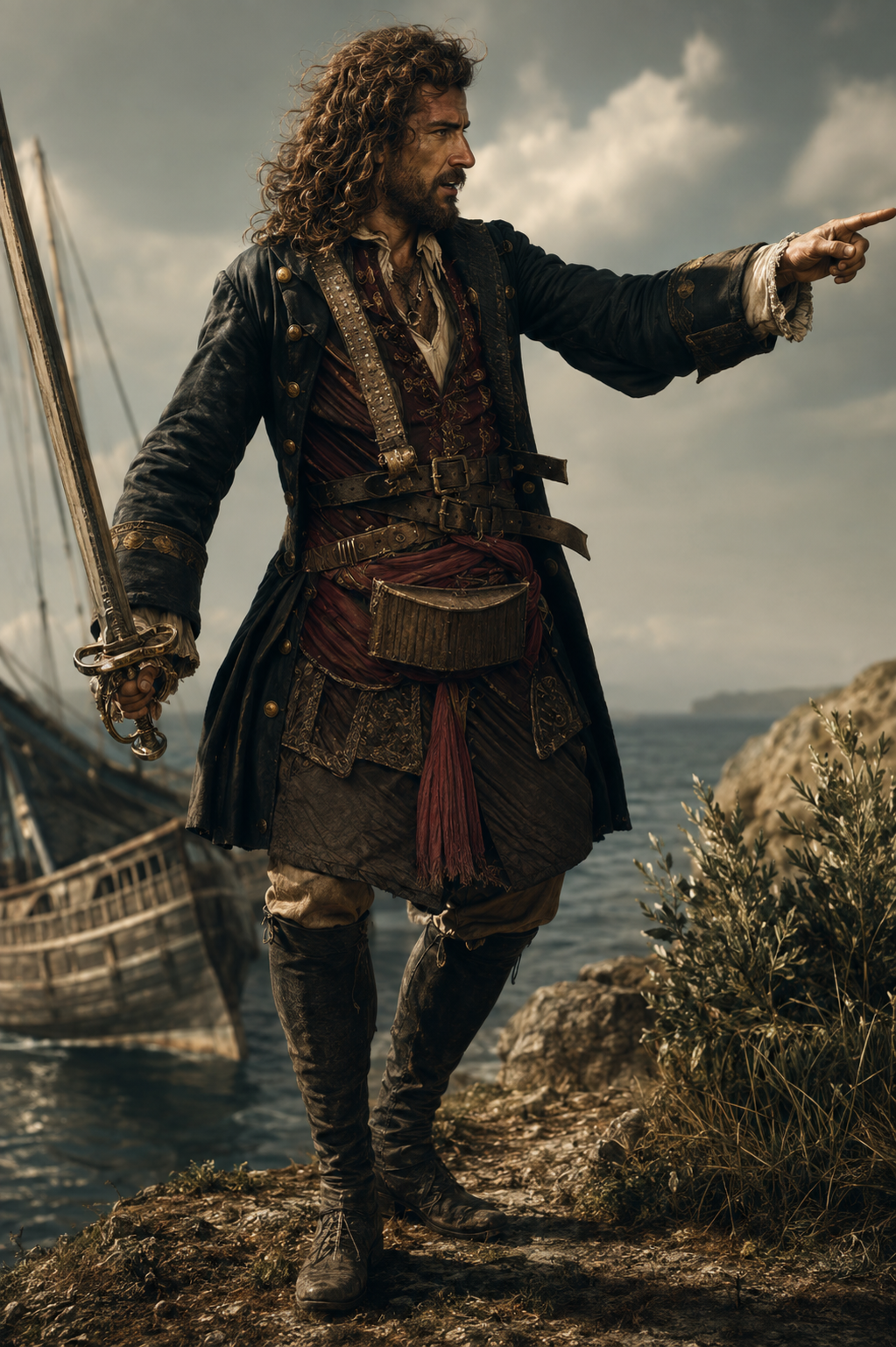 Modern artistic reconstruction of Charles Vane based on the traditional engraving