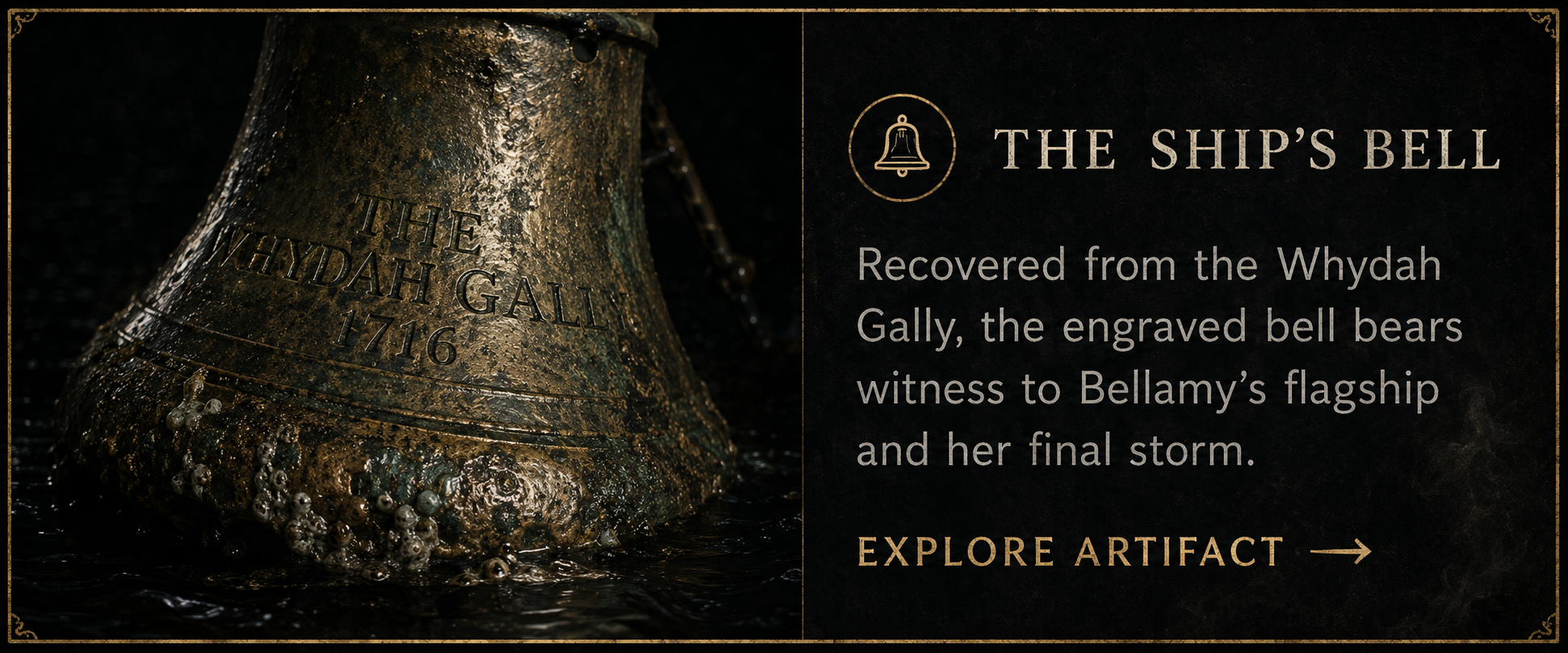 The marine-encrusted bell engraved The Whydah Gally 1716
